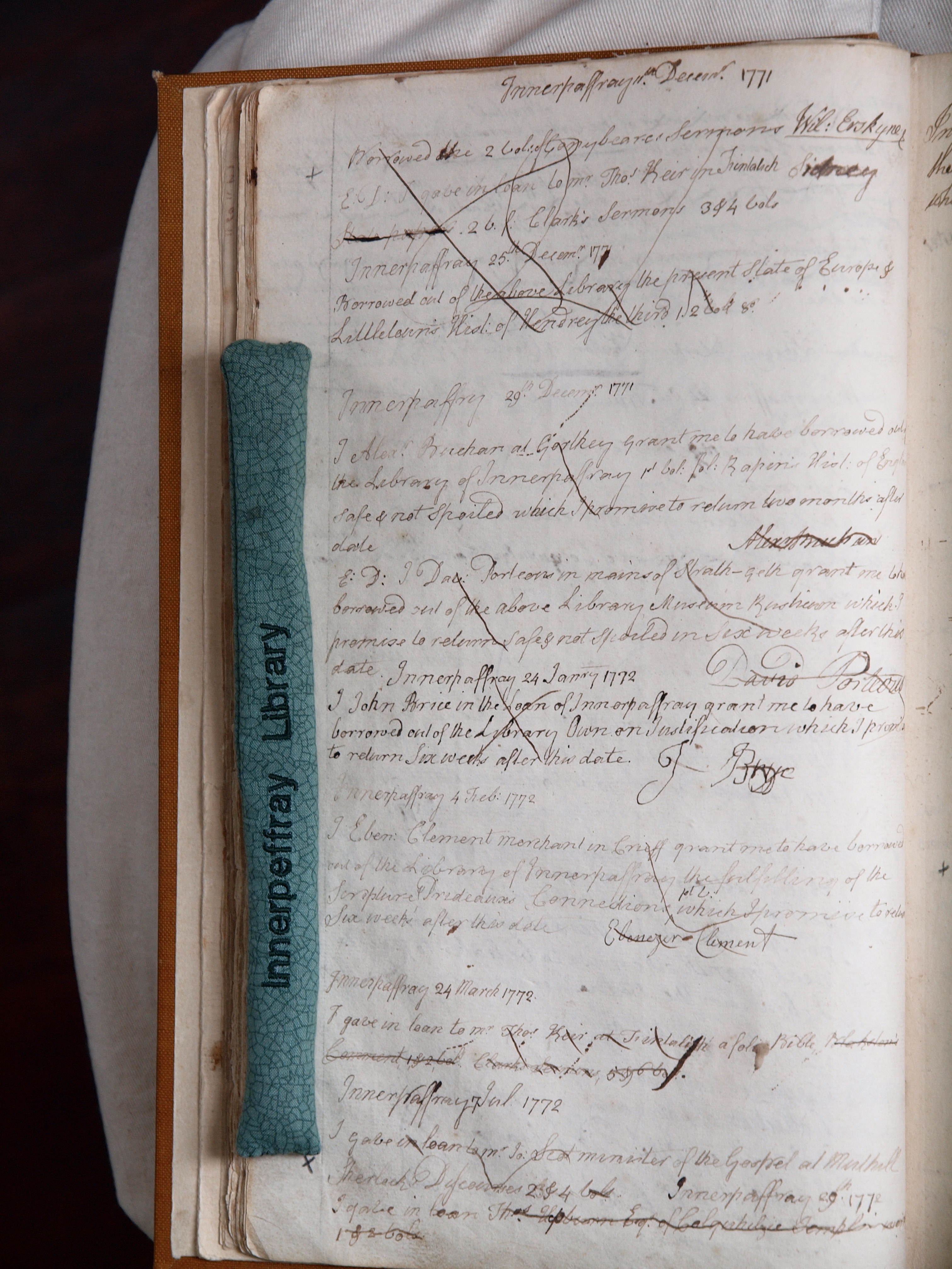 December Borrowings, 1771. Innerpeffray Borrowers’ Register, Vol. 1. By kind permission of the Trustees of the Library of Innerpeffray.