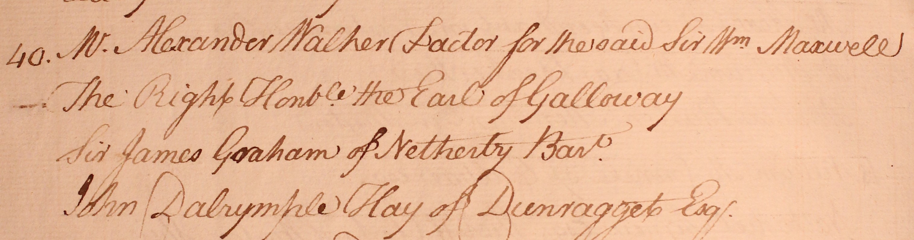 Signature of John Stewart, 7th Earl of Galloway (1736-1806) in the Minute Book of the Wigtown Subscription Library, 8 September 1795.