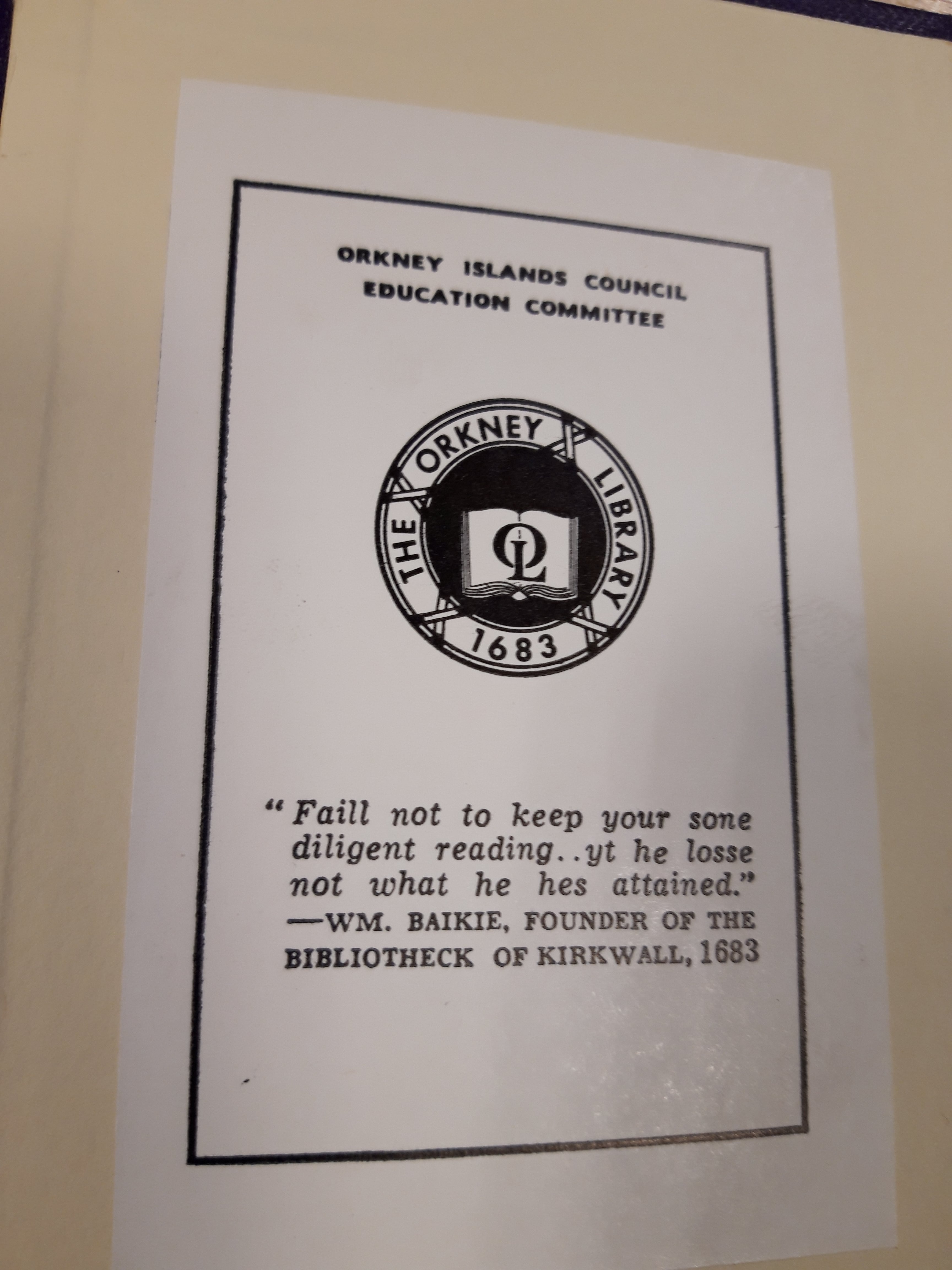 Bookplate of Orkney Library