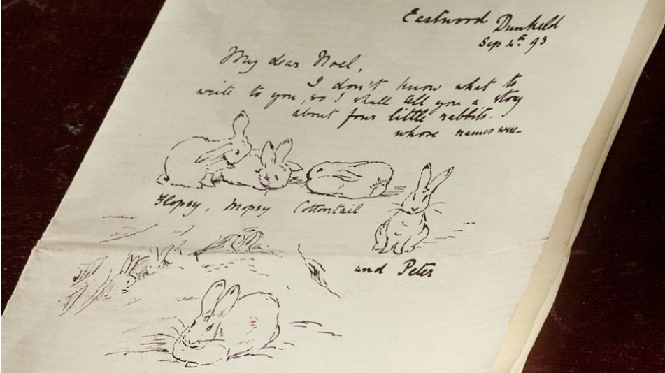image of letter with drawings by Beatrix Potter